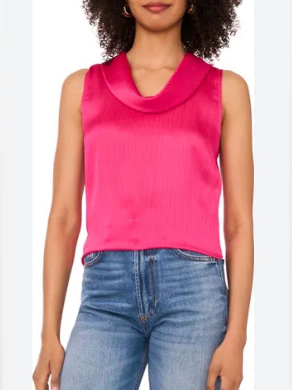 Vince Camuto Beetroot Pink Size L Cowl Neck Sleeveless Top